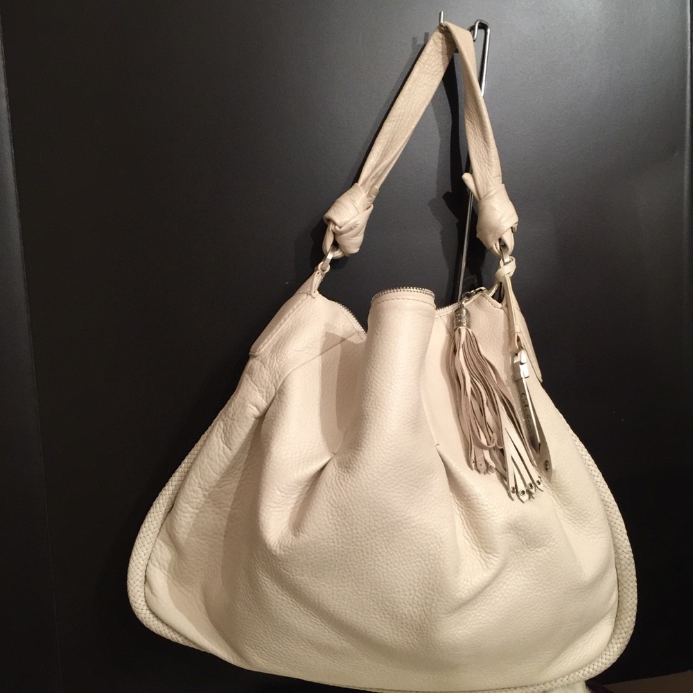 Cole Haan "Phoebe" Large Ivory Pebble Hobo Handbag
